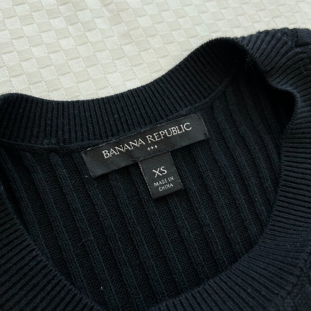 Banana Republic | Black Ribbed Knit Bodycon Sweater Dress, Size XS